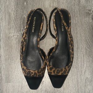 Veronica Beard Leopard Print Flats with Black Accents